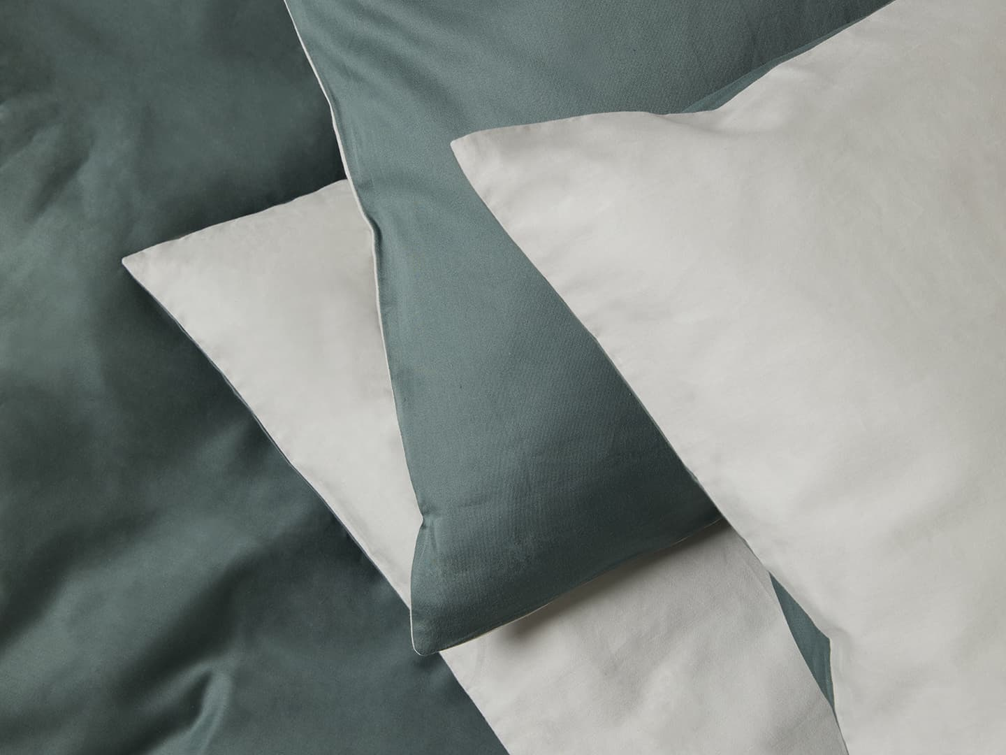 Pillowcase Tvenne - Washed Bottle Green / Misty Green