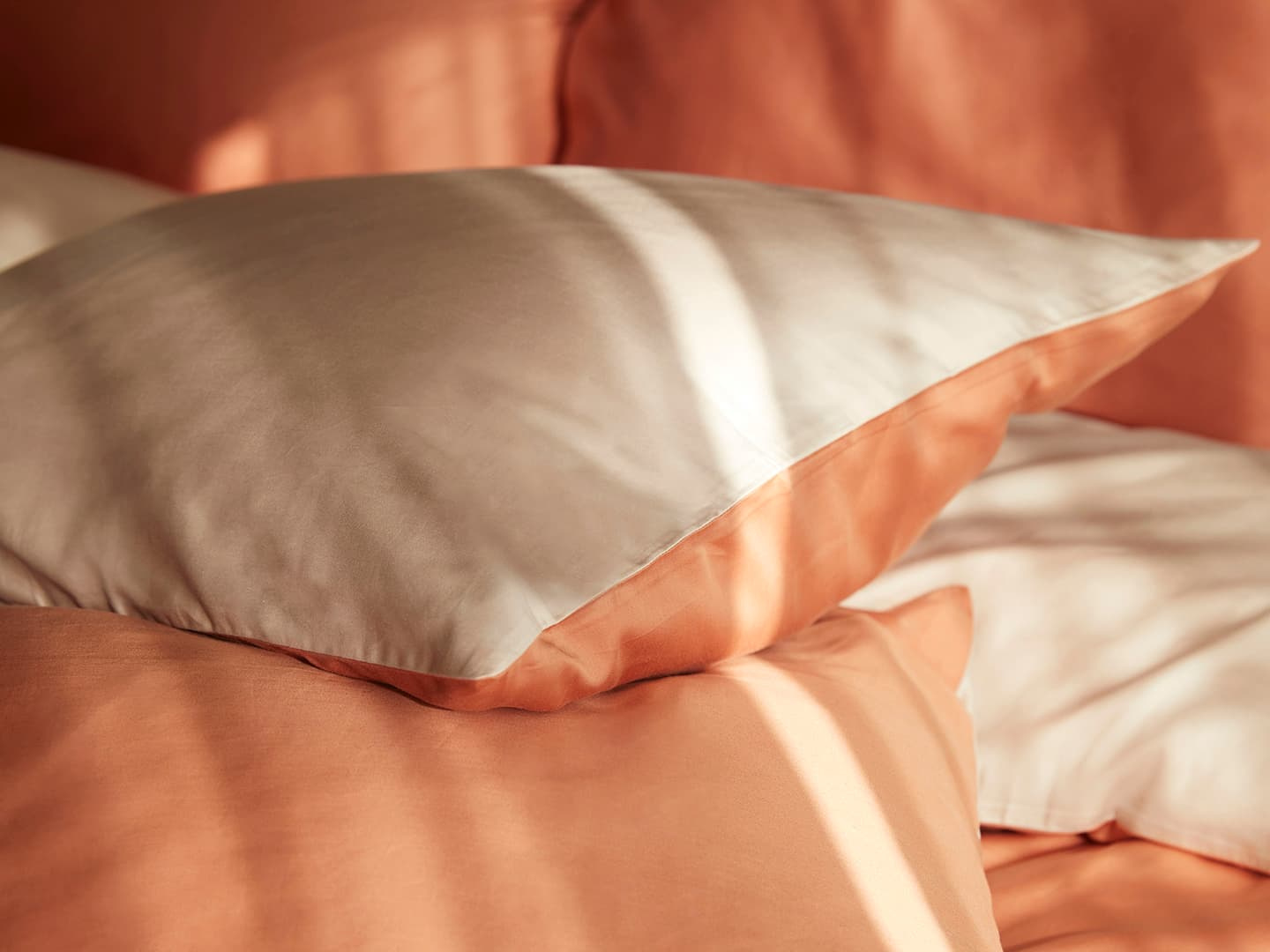 Pillowcase Tvenne - Pink Terracotta / Seashell Beige