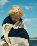 Beach Towel Vinda - Seashell Beige / Midnight Blue