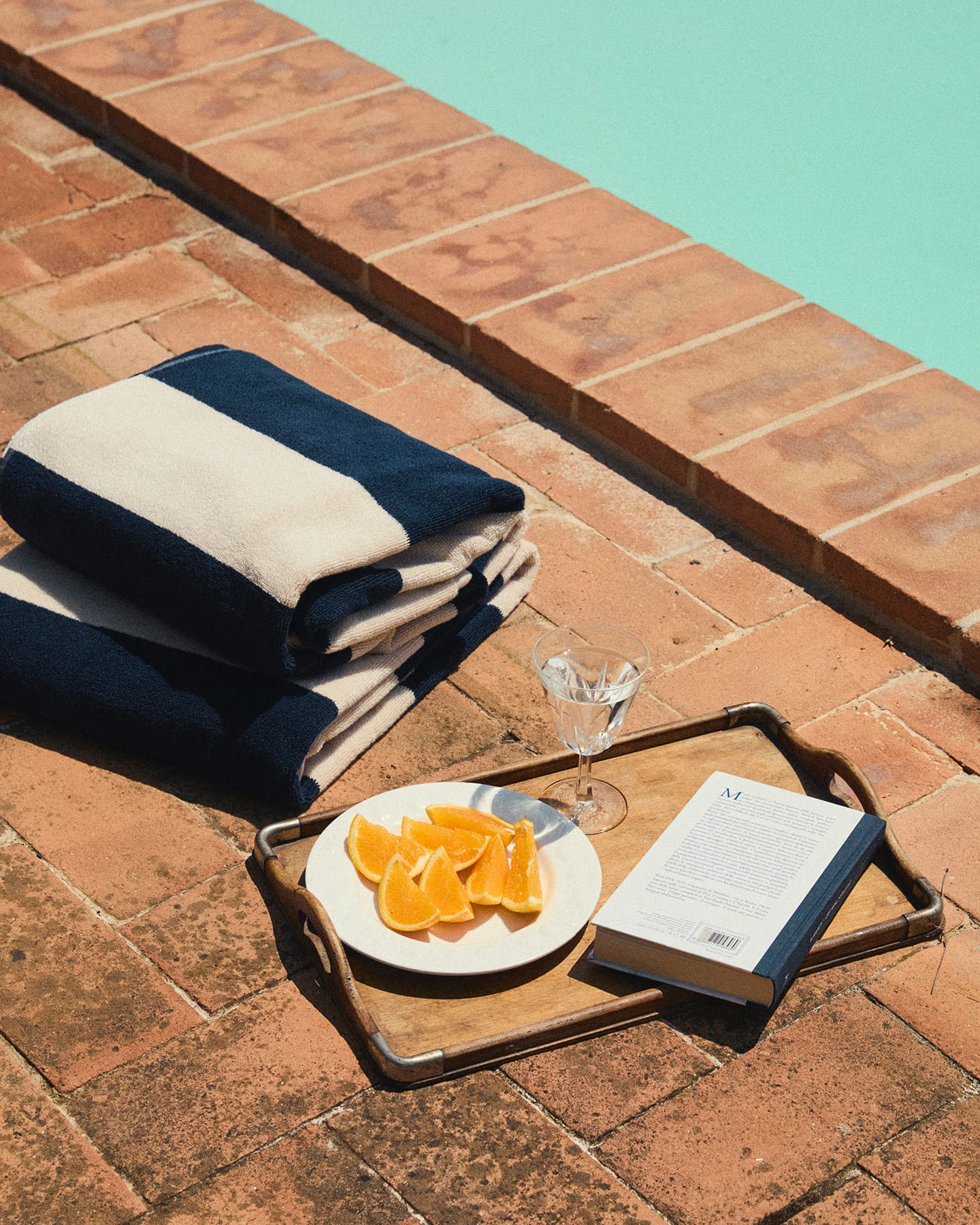 Beach Towel Vinda - Seashell Beige / Midnight Blue